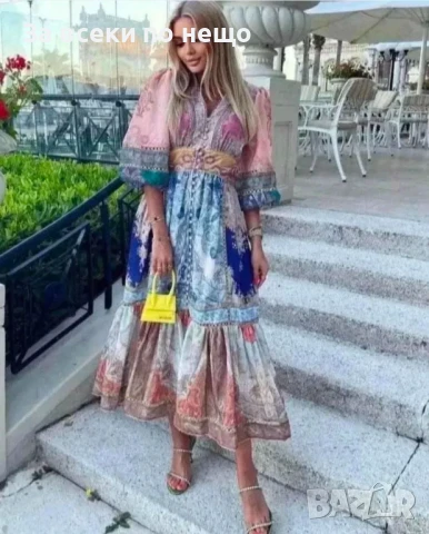 Дамска Дълга Ефирна Рокля Код A660, снимка 7 - Рокли - 50634160