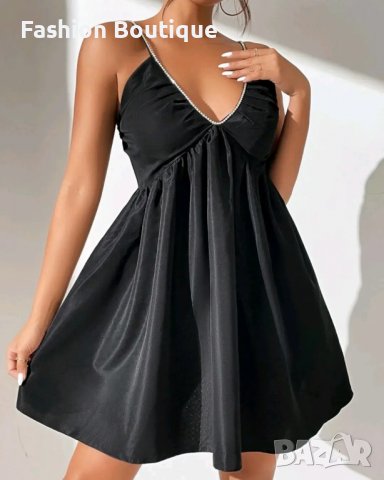Черна рокля с камъни , снимка 3 - Рокли - 38287488
