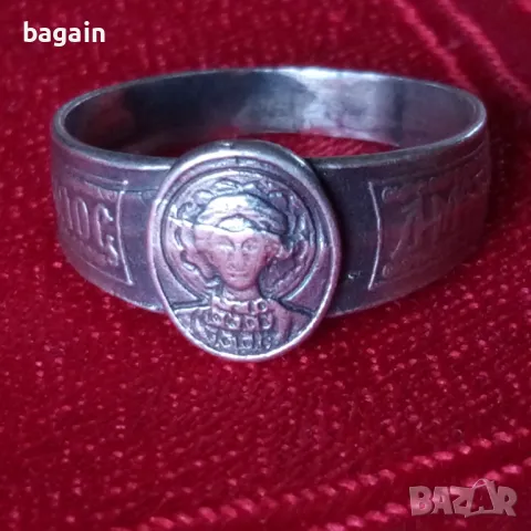Сребърен пръстен на Св. Димитър., снимка 1