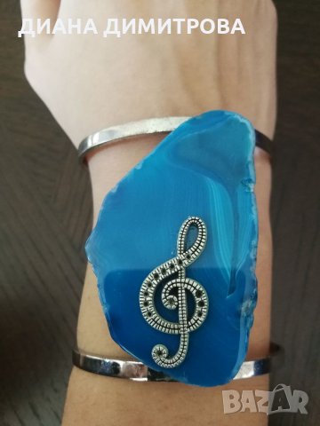 Ръчно декориран сет /комплект /гривна и колие със син ахат! Подарък за жена! , снимка 7 - Бижутерийни комплекти - 35107059