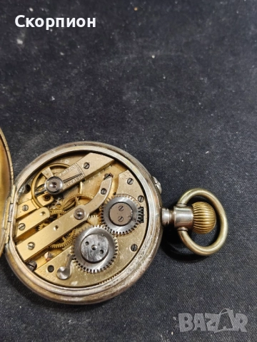 Швейцарски СРЕБЪРЕН джобен часовник 1901г. с позлата - 10 РУБИНА - ПРОМОЦИЯ, снимка 11 - Джобни - 48366603