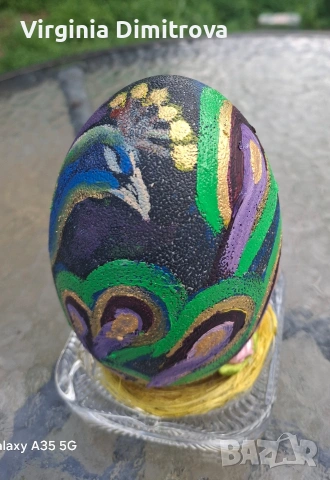 Рисувани яйца от Ему ибукет от паунови пера, снимка 8 - Декорация за дома - 54091195