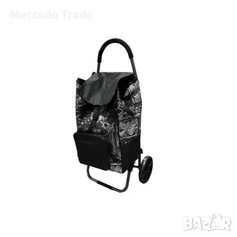 Пазарска количка Mercado Trade, Макс.тегло 35кг., Черна с шарки 