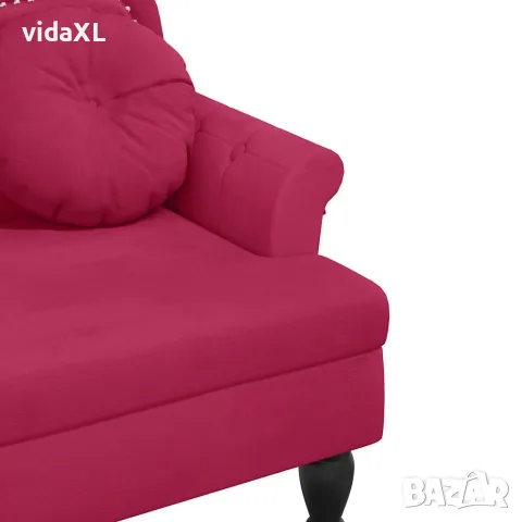 vidaXL Пейка с възглавници, виненочервена, 120,5x65x75 см, кадифе, снимка 6 - Дивани и мека мебел - 56147420