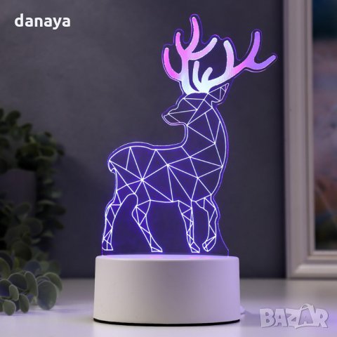 2451 Декоративна 3D LED лампа Северен елен коледна украса