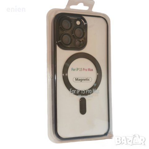 Магнитен MagSafe удароустойчив кейс за iPhone 15 PRO MAX / Черен