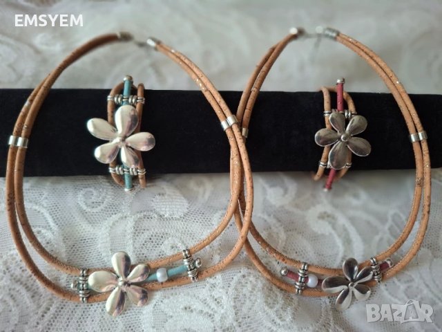 Комплект колие и гривна естествен корк