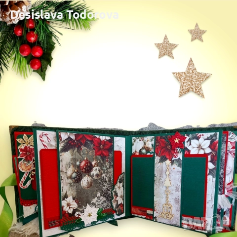 Изцяло ръчно изработен коледен албум за снимки , снимка 4 - Коледни подаръци - 52477915