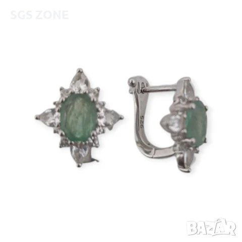 СРЕБЪРНИ ОБЕЦИ СЪС САПФИР, РУБИНИ ИЛИ ИЗУМРУД , снимка 3 - Обеци - 51104047