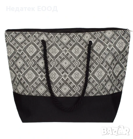 Плажна чанта, Черно - Бял, 52x15x37см., снимка 2 - Чанти - 50654969