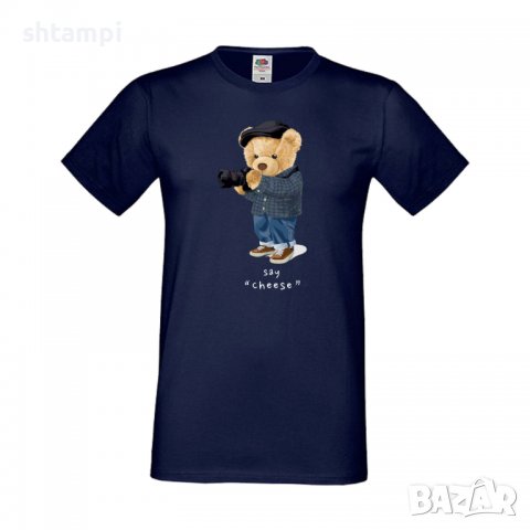 Мъжка тениска bear Say Cheese,Мече,Меченце,Животно, Играчка,Изненада,Подарък,Повод,, снимка 3 - Тениски - 37293777