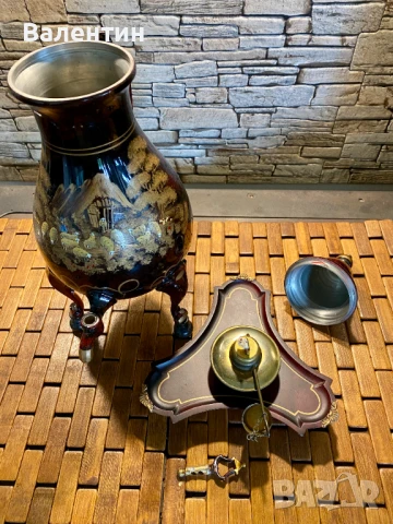 #0004# Старинна бульотка – калай, ръчно рисувана, Холандия (Tiel), снимка 3 - Прибори за хранене, готвене и сервиране - 50466484
