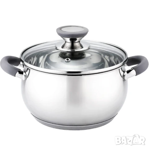 Тенджера Voltz, различна съвместимост, Сиви дръжки, Неръждаема стомана