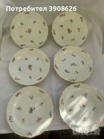 Майсен порцеланови чинии Meissen 6 броя комплект, снимка 2 - Антикварни и старинни предмети - 44148100