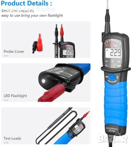 Цифров мултицет тип писалка-2-полюсен с LCD дисплей и фенерче , снимка 5 - Други инструменти - 50711014