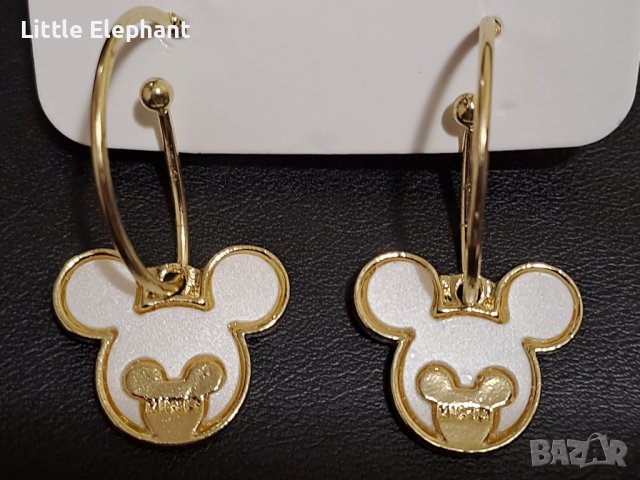 Сребърни висящи обеци Anime,Disney, масивен модел Мики,gold/нови