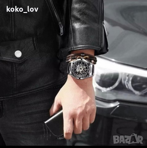 Механичен мъжки часовник Skeleton Watches, снимка 2 - Мъжки - 31045838