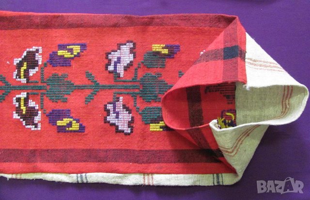 19 век Фолк Арт Ръчно Тъкана и Бродирана Вълнена Възглавница, снимка 3 - Антикварни и старинни предмети - 35197621