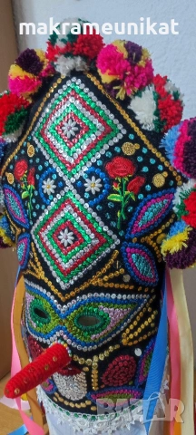 Кукерска маска, гугла, нова, Новодел, уникат, ръчна изработка , снимка 4 - Декорация за дома - 46988271