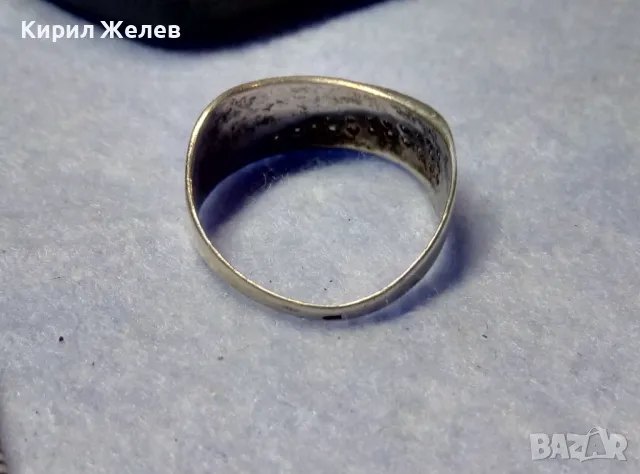 СТАР РУСКИ СРЕБЪРЕН ПРЪСТЕН СРЕБРО 925 с 2ри ЩЕМПЕЛ ХБО ИНКРУСТИРАН с БЛЕСТЯЩИ ЦИРКОНИ 47527, снимка 9 - Антикварни и старинни предмети - 50136447