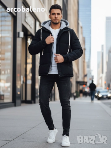 Мъжко зимно ватирано яке с качулка, 4цвята , снимка 5 - Якета - 52478204