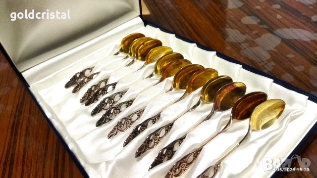 стари посребрени позлатени лъжички 