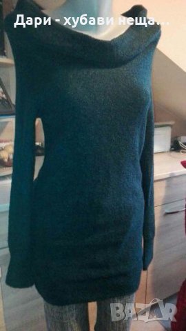 Пухена дълга блуза/туника в синьо зелено🍀❤S,M❤🍀арт.621, снимка 1