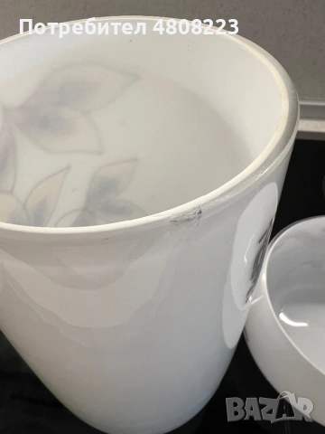 Ръчно рисувани стъклена ваза и купа, снимка 7 - Декорация за дома - 54317297