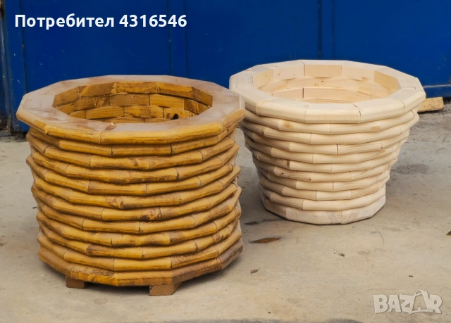 Дървени кашпи, снимка 2 - Саксии и кашпи - 54025204
