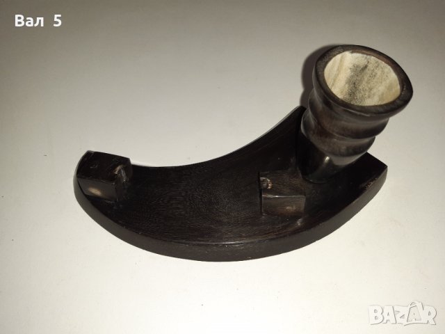 Стара фигура от рог - ваза , поставка за снимки , соц, снимка 3 - Антикварни и старинни предмети - 34916592