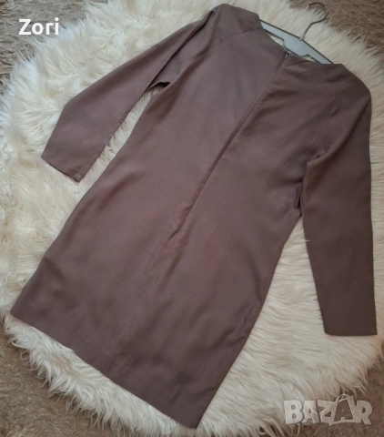 Рокля в цвят визон с красиво деколте, снимка 5 - Рокли - 52658161