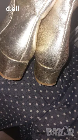 Max Mara Original Size 38/ ERAM Portugal 🇵🇹 Size 38/ Златни боти 100% Кожа, снимка 7 - Дамски боти - 49154769