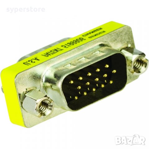  Преходник Адаптер Сединител VGA HD15 Мъжко към Мъжко VCom SS001148 Adapter VGA HD15 M/M