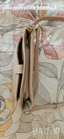 Дамска чанта Daphne в прашно розово от естествена кожа, снимка 2 - Чанти - 51048107