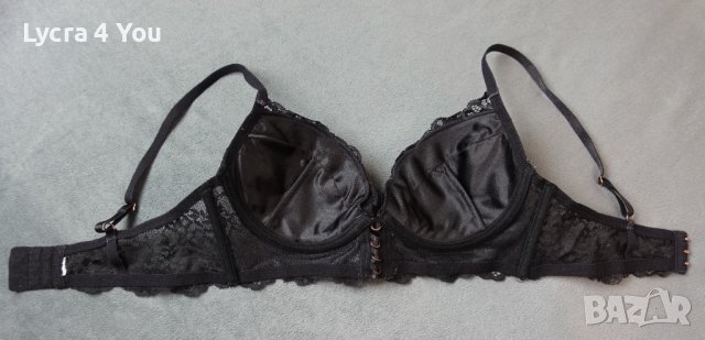 75В черен сутиен с дантела и твърди чашки, снимка 4 - Бельо - 44446009