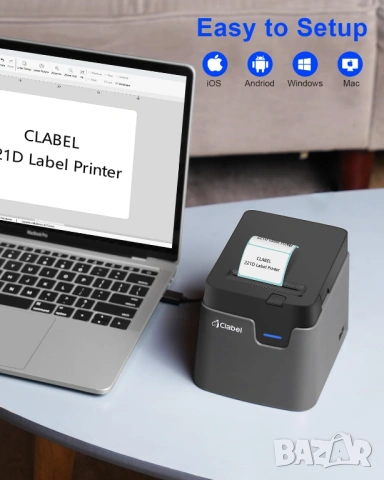 Принтер за етикети НОВ CLABEL 221D Bluetooth Thermal Label Printer , снимка 3 - Принтери, копири, скенери - 53927338