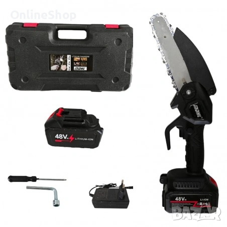 Акумулаторен трион, 6 инча шина, 2 батерии, транспортен куфар