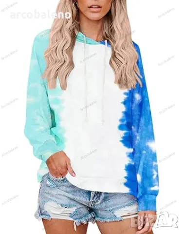 Нов дамски суичър с качулка Tie Dye, 3цвята , снимка 12 - Суичъри - 48456824