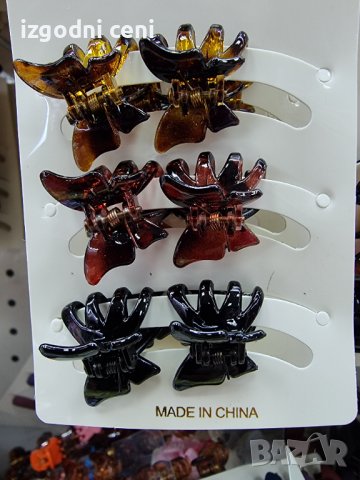 Мини щипки за коса - 6 бр на картон (модел 3), снимка 1