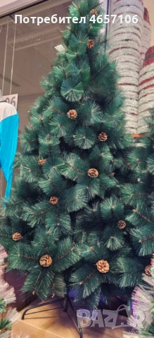 Елха естествено зелена с шишарки, снимка 10 - Изкуствени цветя - 52494037