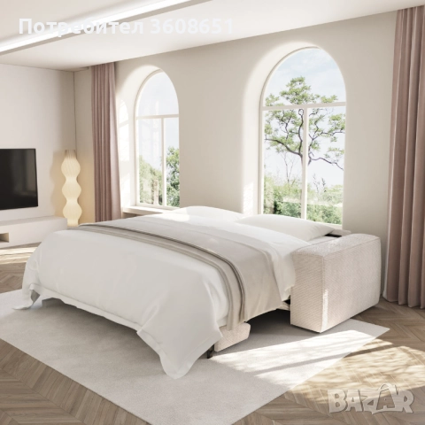 JOAN Express Разтегателен диван, кадифе - матрак Dunlopillo 160 см, снимка 2 - Дивани и мека мебел - 51522509