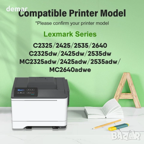 Тонер касети C2325 за Lexmark C2325dw, черна, циан, пурпурна, жълта, 4 броя, снимка 2 - Консумативи за принтери - 54329255