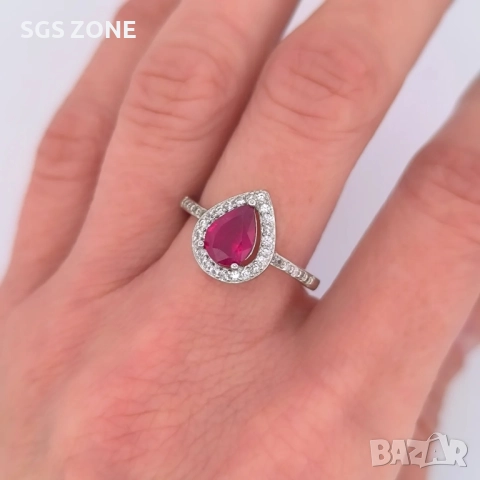 сребърен пръстен с рубини син сапфири, желт сапфири , снимка 3 - Пръстени - 51758944