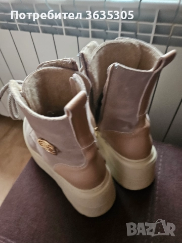 Боти от естествен велур и кожа със топъл хастар.Обути само веднъж, снимка 4 - Дамски боти - 52788141