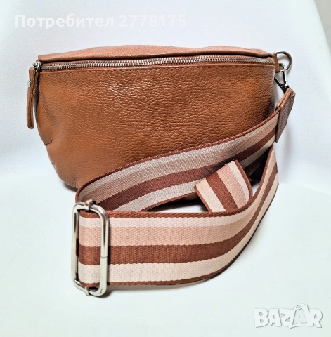 Голяма чанта за кръст от естествена кожа , снимка 3 - Чанти - 53262779