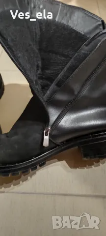 черни кожени ботуши с железни орнаменти , снимка 8 - Дамски ботуши - 48162068