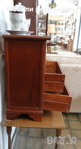 Стилно дървено шкафче от масивно дърво с две чекмеджета и отворена ниша., снимка 7 - Шкафове - 53903345