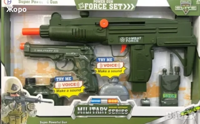 Военен комплект пушка и пистолет с звук зелен КН2918, снимка 4 - Други - 48002837