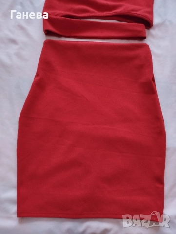 Пола и бюстие червен цвят, снимка 2 - Комплекти - 52086834