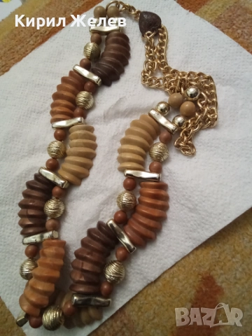 Огърлица с дървени и метални мъниста 52835